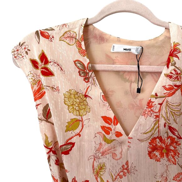 MNG BY MANGO Floral Textured Belted Midi Dress NWOT Sz 4 - Picture 4 of 5